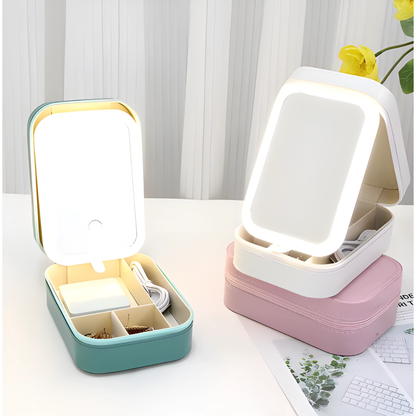 Neceser con espejo LED y 3 tonos de luz
